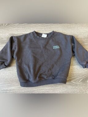 Zara Black Sweatshirt with Turquoise Text
